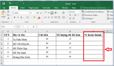 Cách tính phần trăm nhanh nhất trong Excel