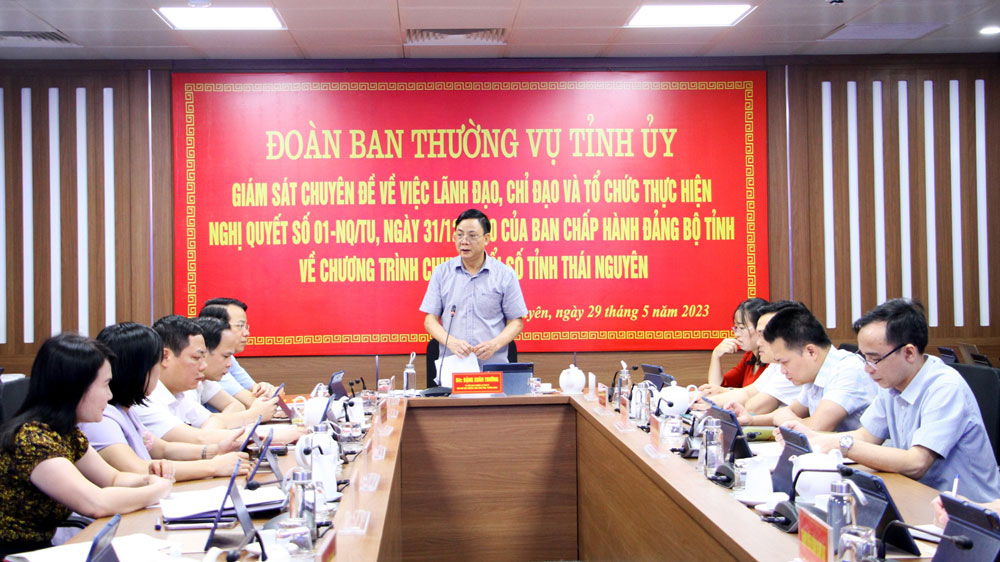 Đồng chí Phó Chủ tịch Thường trực UBND tỉnh Đặng Xuân Trường phát biểu tại buổi giám sát.