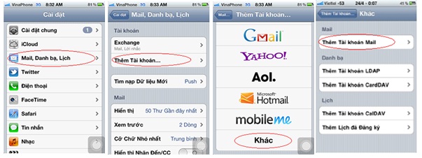 Cấu hình cài đặt ứng dụng thư điện tử tỉnh Thái Nguyên trên điện thoại Iphone