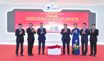 VNPT gắn biển công trình cáp đất quốc tế VSTN - Dấu mốc 80 năm tiên phong kết nối
